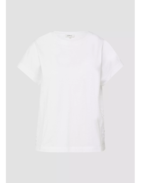 S.OLIVER T-shirt in fabric mix with 3D embroidery 2176260-0100