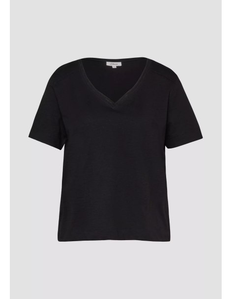 S.OLIVER Flame yarn T-shirt with neckline detail 2176253-9999 | BON FASHION