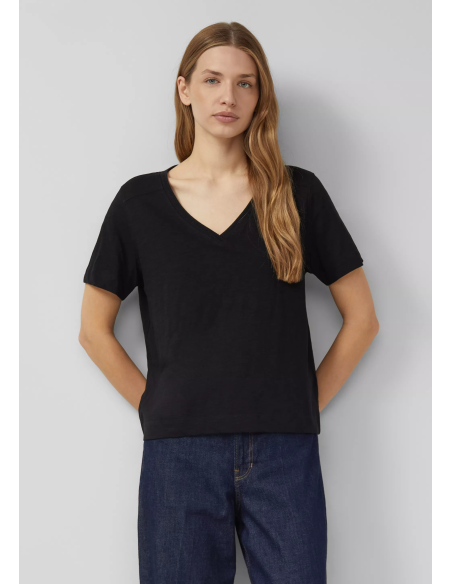 S.OLIVER Flame yarn T-shirt with neckline detail 2176253-9999 | BON FASHION