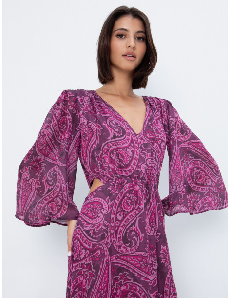 TOI & MOI Satin μάξι φόρεμα με λαχούρι 50-6946-226
