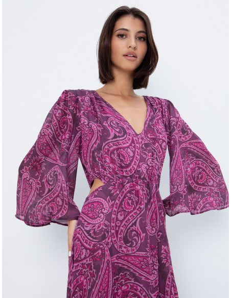 TOI & MOI Satin μάξι φόρεμα με λαχούρι 50-6946-226