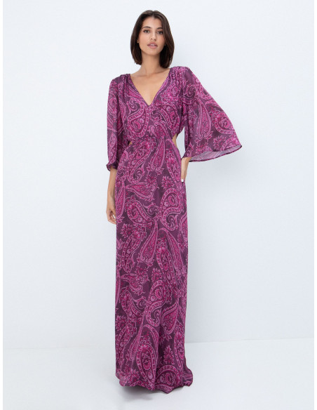 TOI & MOI Satin μάξι φόρεμα με λαχούρι 50-6946-226