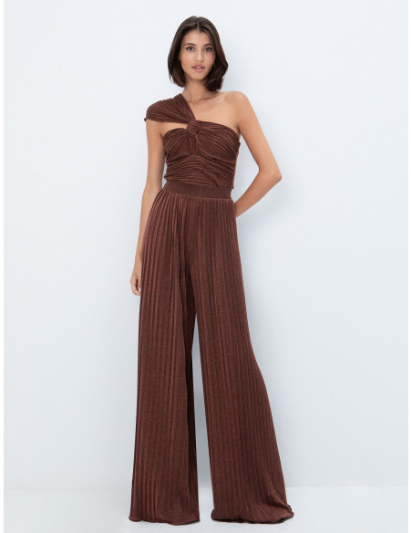 TOI & MOI Lurex παντελόνα πλισέ 20-6001-226-ΚΑΦΕ