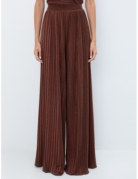 TOI & MOI Lurex παντελόνα πλισέ 20-6001-226-ΚΑΦΕ