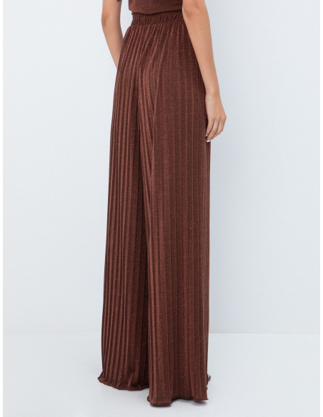 TOI & MOI Lurex παντελόνα πλισέ 20-6001-226-ΚΑΦΕ
