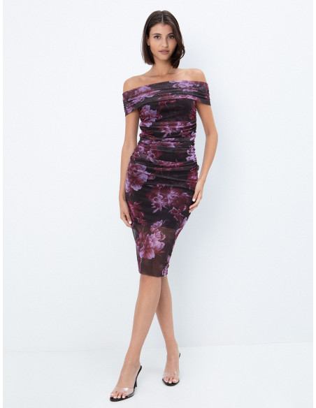 TOI & MOI Midi floral τούλινο φόρεμα 50-6965-226