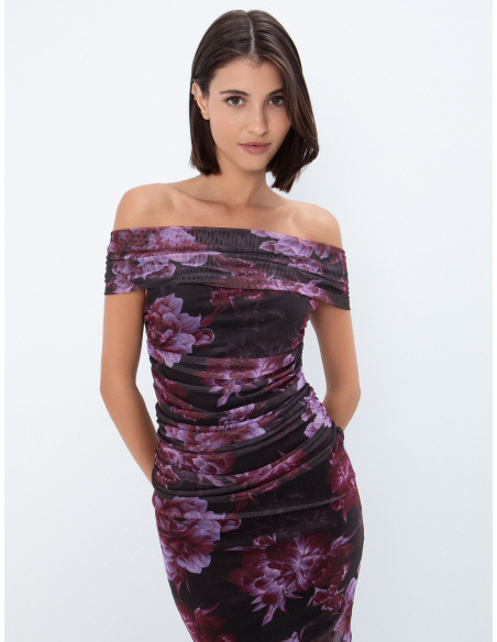 TOI & MOI Midi floral τούλινο φόρεμα 50-6965-226