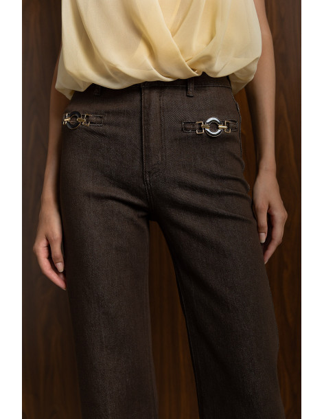DONNA MARTHA Detail matter jean καμπάνα 27022-1-ΚΑΦΕ