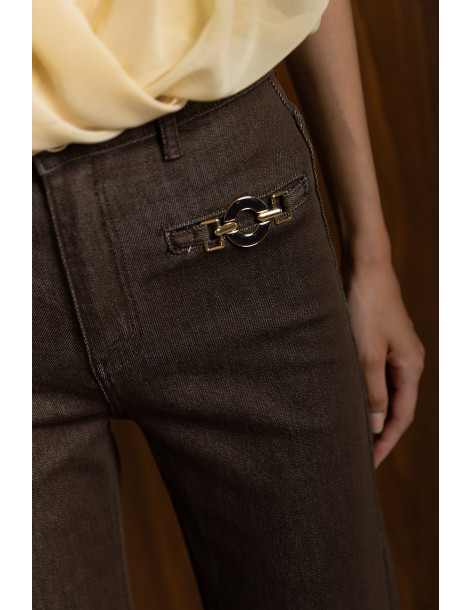 DONNA MARTHA Detail matter jean καμπάνα 27022-1-ΚΑΦΕ