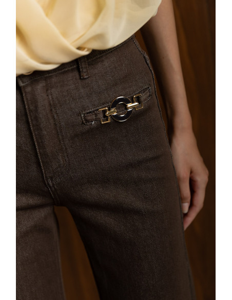 DONNA MARTHA Detail matter jean καμπάνα 27022-1-ΚΑΦΕ