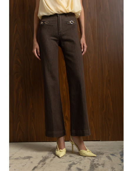 DONNA MARTHA Detail matter jean καμπάνα 27022-1-ΚΑΦΕ