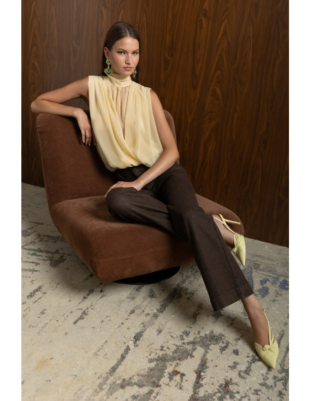 DONNA MARTHA Detail matter jean καμπάνα 27022-1-ΚΑΦΕ
