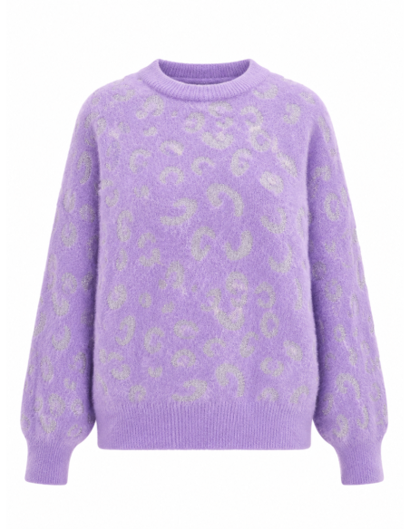 TOI & MOI Fluffy πουλόβερ με animal print 70-4991-226-ΜΩΒ