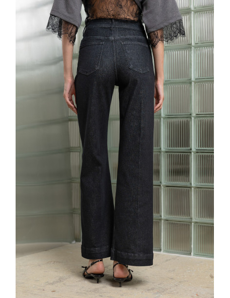 DONNA MARTHA Detail matter jean καμπάνα 27022-3-ΜΑΥΡΟ