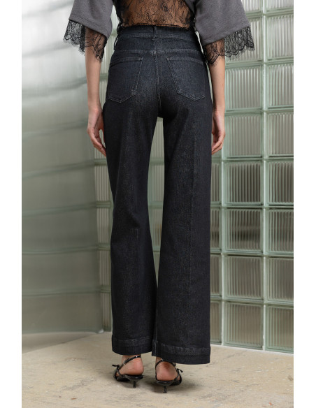 DONNA MARTHA Detail matter jean καμπάνα 27022-3-ΜΑΥΡΟ