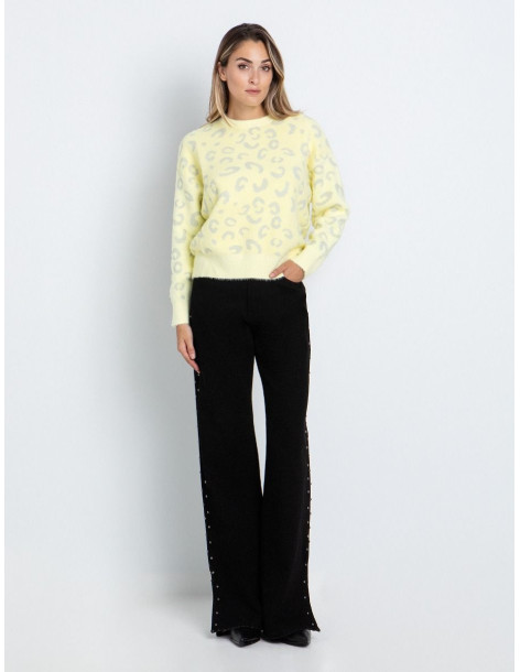 TOI & MOI Fluffy πουλόβερ με animal print 70-4991-226-ΚΙΤΡΙΝΟ