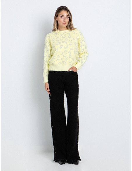 TOI & MOI Fluffy πουλόβερ με animal print 70-4991-226-ΚΙΤΡΙΝΟ