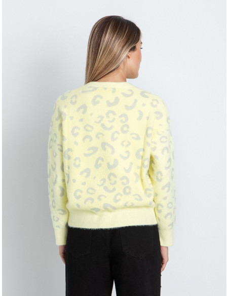 TOI & MOI Fluffy πουλόβερ με animal print 70-4991-226-ΚΙΤΡΙΝΟ