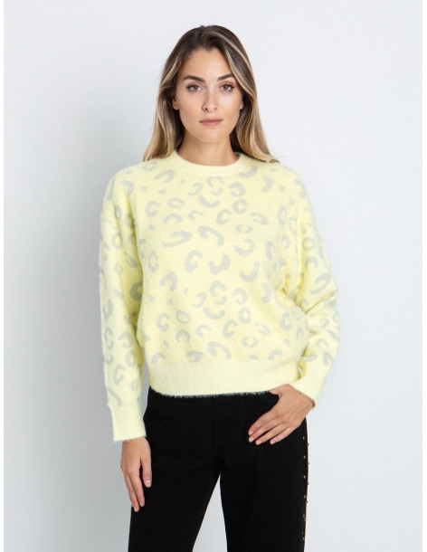 TOI & MOI Fluffy πουλόβερ με animal print 70-4991-226-ΚΙΤΡΙΝΟ