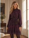 BON FASHION Κοντό φόρεμα Leslie με μακριά μανίκια K26709-ΜΩΒ