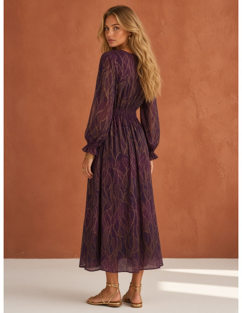 BON FASHION Maxi φόρεμα Josephina και λαιμόκοψη V K26708-ΜΩΒ 2
