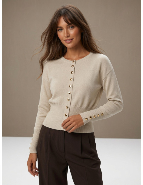 BON FASHION Ζακέτα με χρυσά κουμπιά 26615-ΜΠΕΖ
