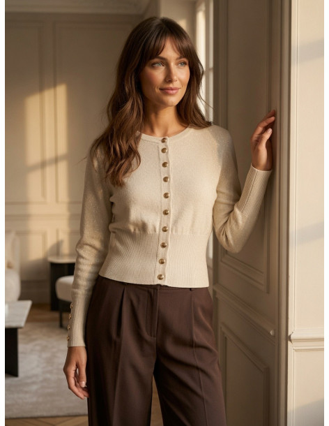 BON FASHION Ζακέτα με χρυσά κουμπιά 26615-ΜΠΕΖ