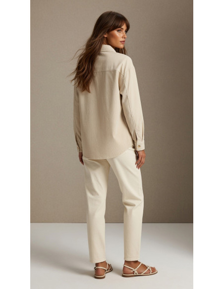 BON FASHION Πουκάμισο κοτλέ με χρυσή καρδιά 26655-ΜΠΕΖ
