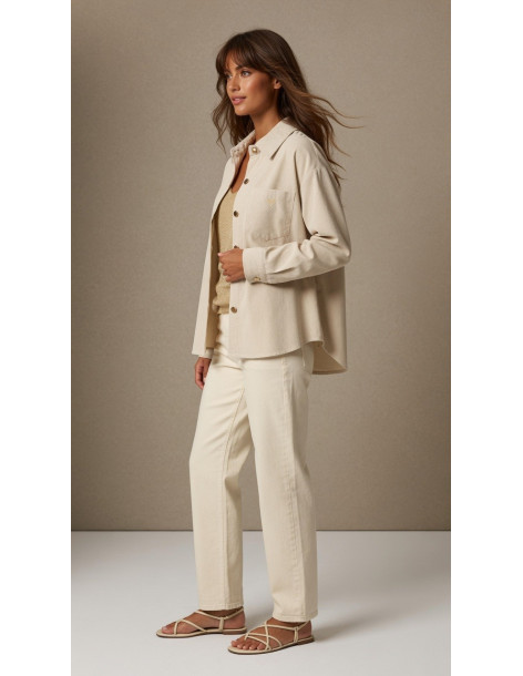 BON FASHION Πουκάμισο κοτλέ με χρυσή καρδιά 26655-ΜΠΕΖ