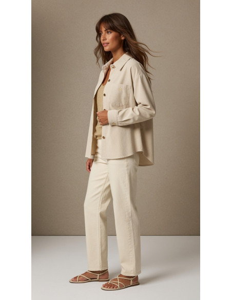 BON FASHION Πουκάμισο κοτλέ με χρυσή καρδιά 26655-ΜΠΕΖ