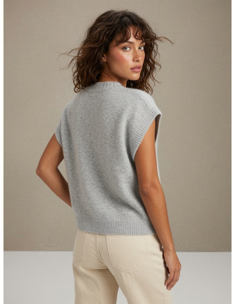 BON FASHION Αμάνικο πουλόβερ Mildred Y26626-ΓΚΡΙ