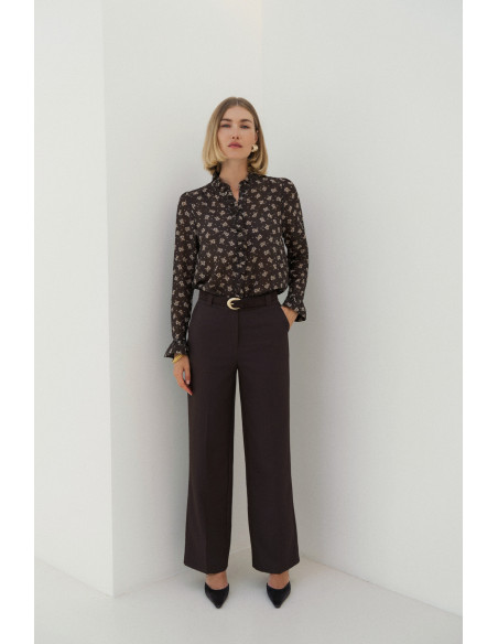 BON FASHION Φλοράλ πουκάμισο CH350-ΚΑΦΕ