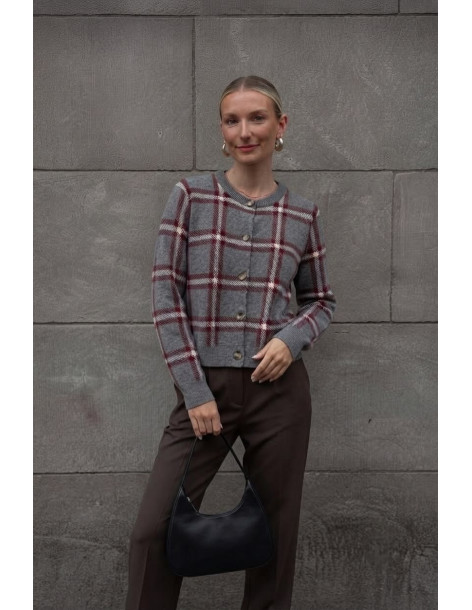 BON FASHION Ριγέ ζακέτα CH2058-ΓΚΡΙ