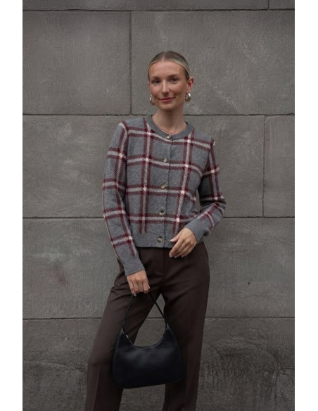 BON FASHION Ριγέ ζακέτα CH2058-ΓΚΡΙ