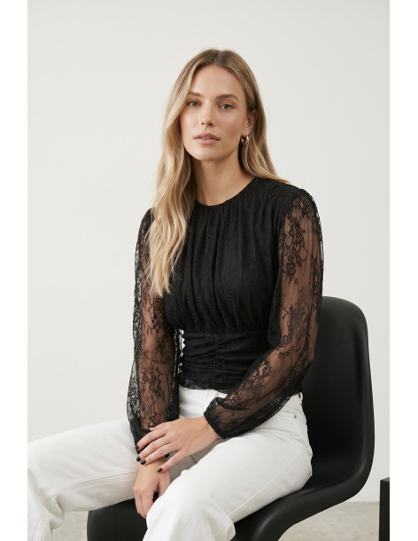 BON FASHION μπλούζα από δαντέλα 7218-ΜΑΥΡΟ 2