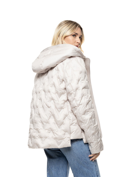 BISTON καπιτονέ μπουφάν με κουκούλα 56-101-022-BEIGE 2
