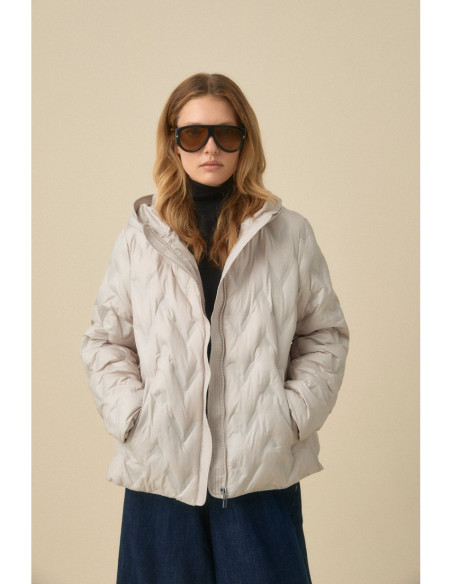 BISTON καπιτονέ μπουφάν με κουκούλα 56-101-022-BEIGE