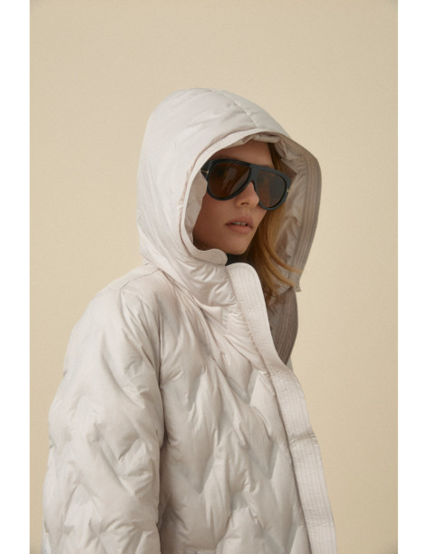BISTON καπιτονέ μπουφάν με κουκούλα 56-101-022-BEIGE