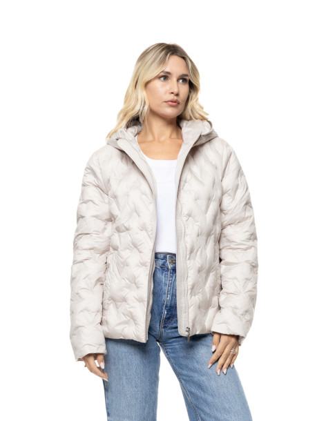 BISTON καπιτονέ μπουφάν με κουκούλα 56-101-022-BEIGE