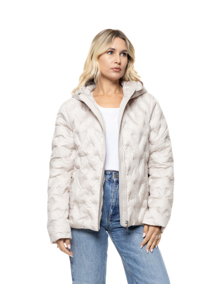 BISTON καπιτονέ μπουφάν με κουκούλα 56-101-022-BEIGE