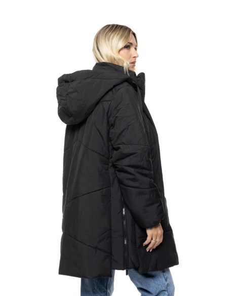 BISTON μακρύ padded μπουφάν με κουκούλα 56-101-029-ΜΑΥΡΟ