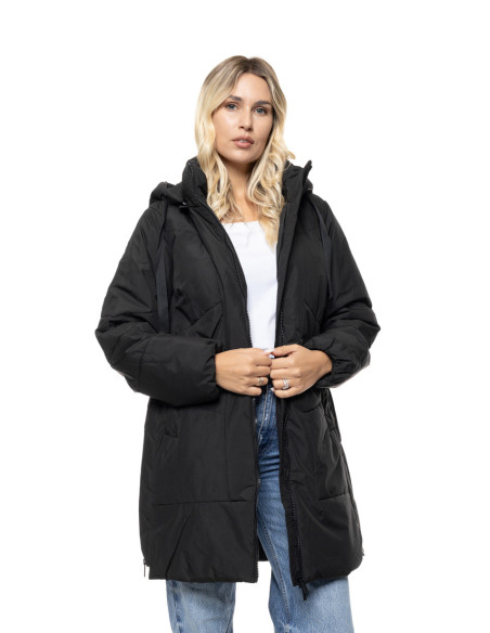 BISTON μακρύ padded μπουφάν με κουκούλα 56-101-029-ΜΑΥΡΟ