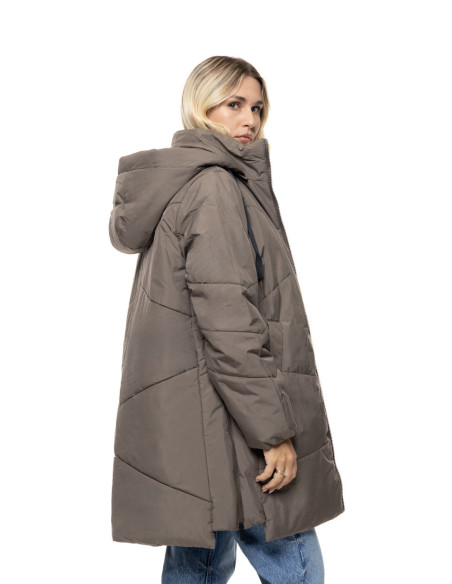 BISTON μακρύ padded μπουφάν με κουκούλα 56-101-029-FANGO
