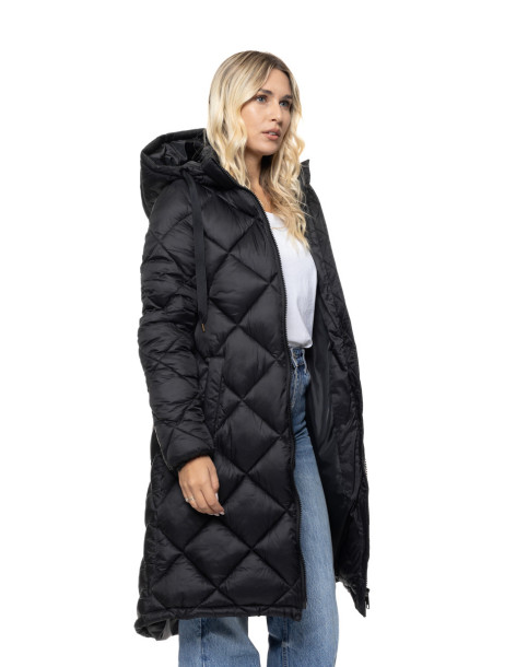 SPLENDID μακρύ Puffer πανωφόρι με κουκούλα 56-101-069-ΜΑΥΡΟ 2