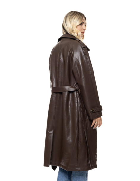 SPLENDID leather-look trench παλτό με ζώνη  56-101-020-ΚΑΦΕ