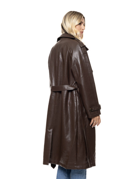 SPLENDID leather-look trench παλτό με ζώνη  56-101-020-ΚΑΦΕ