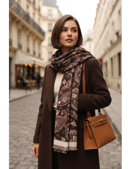 BON FASHION κασκόλ διπλής όψης με μοτίβο paisley 202665-ΚΑΦΕ