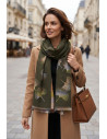 BON FASHION κασκόλ διπλής όψης με μοτίβο ginkgo LM2026-58-ΛΑΔΙ