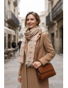 BON FASHION κασκόλ διπλής όψης με μοτίβο πουα LM2026-59-ΜΠΕΖ