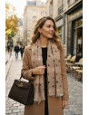 BON FASHION κασκόλ διπλής όψης με μοτίβο πουα LM2026-59-ΚΑΜΗΛΟ